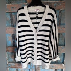 Oversized striped cardigan sweater